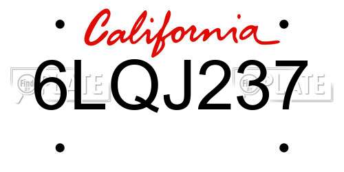 6LQJ237 California License Plate