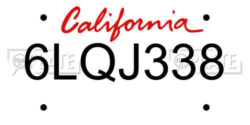 6LQJ338 California License Plate