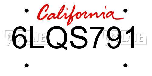 6LQS791 California License Plate