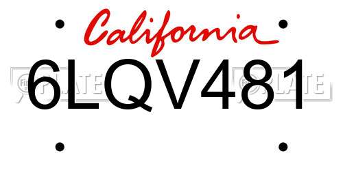 6LQV481 California License Plate