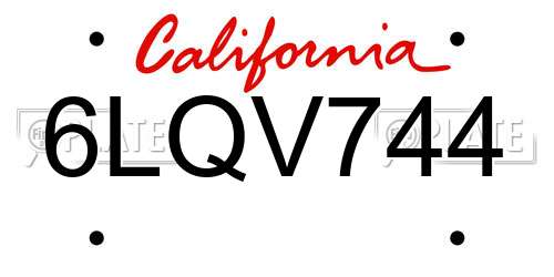 6LQV744 California License Plate