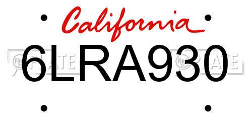 6LRA930 California License Plate