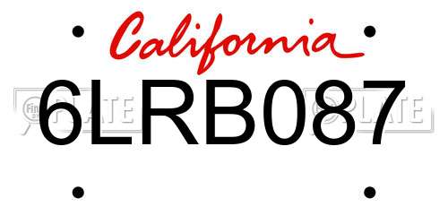 6LRB087 California License Plate