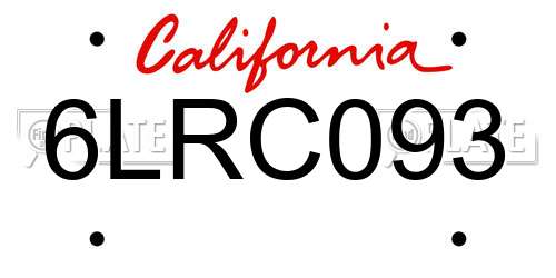 6LRC093 California License Plate