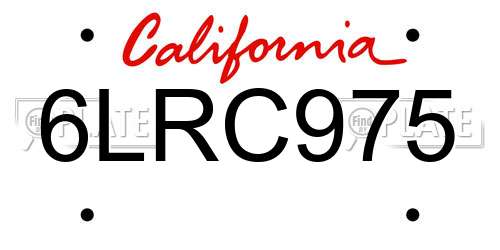 6LRC975 California License Plate