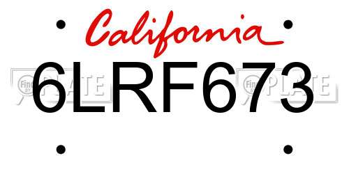 6LRF673 California License Plate