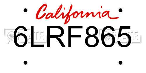 6LRF865 California License Plate