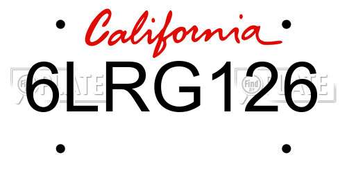 6LRG126 California License Plate