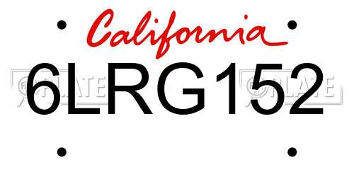 6LRG152 California License Plate