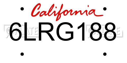 6LRG188 California License Plate