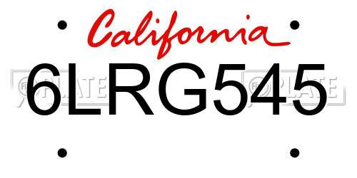 6LRG545 California License Plate