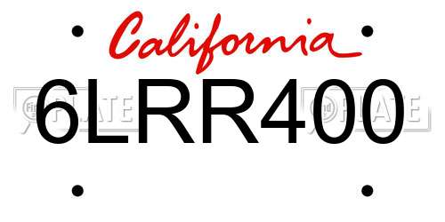 6LRR400 California License Plate