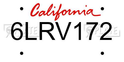 6LRV172 California License Plate