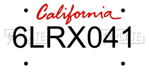 6LRX041 California License Plate