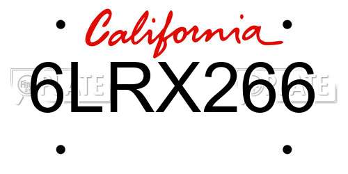 6LRX266 California License Plate