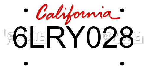 6LRY028 California License Plate