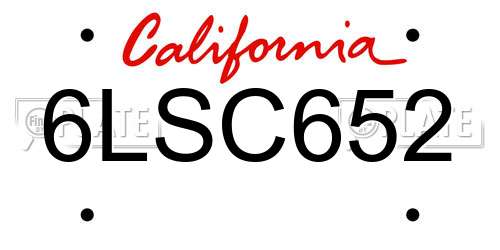 6LSC652 California License Plate