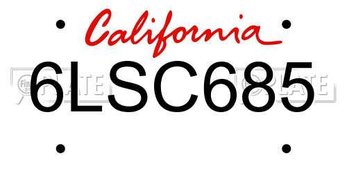 6LSC685 California License Plate