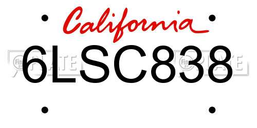 6LSC838 California License Plate