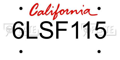 6LSF115 California License Plate