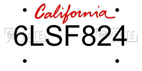 6LSF824 California License Plate