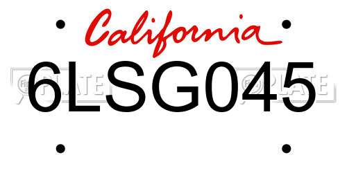 6LSG045 California License Plate