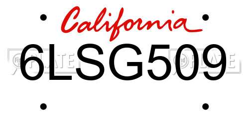 6LSG509 California License Plate
