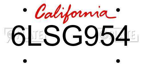 6LSG954 California License Plate