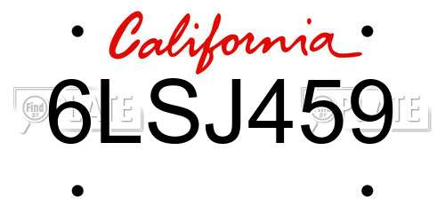 6LSJ459 California License Plate