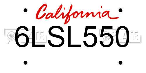 6LSL550 California License Plate