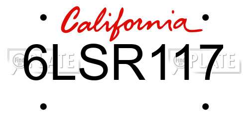 6LSR117 California License Plate