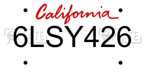 6LSY426 California License Plate