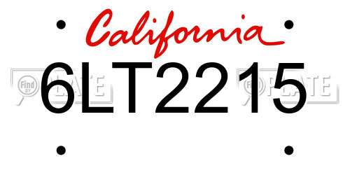6LT2215 California License Plate