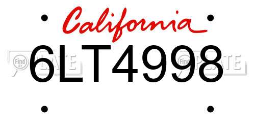 6LT4998 California License Plate