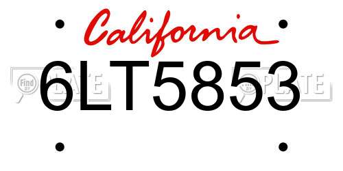 6LT5853 California License Plate