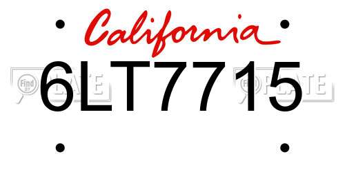 6LT7715 California License Plate