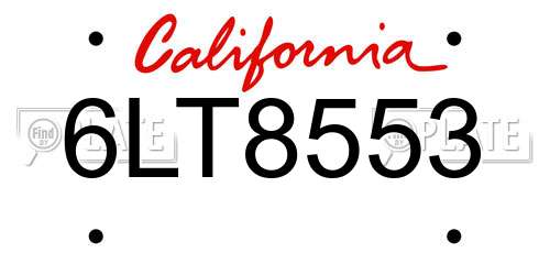 6LT8553 California License Plate