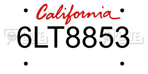 6LT8853 California License Plate