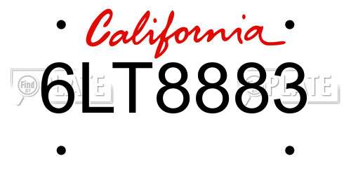 6LT8883 California License Plate