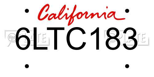 6LTC183 California License Plate