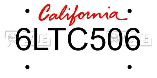 6LTC506 California License Plate