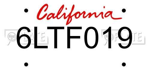 6LTF019 California License Plate