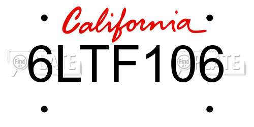 6LTF106 California License Plate