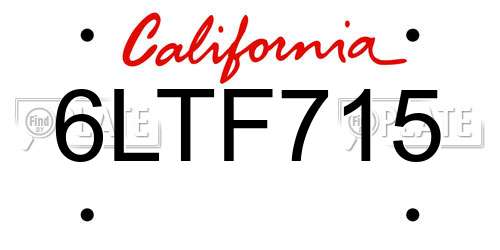 6LTF715 California License Plate