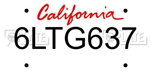 6LTG637 California License Plate