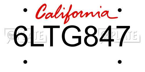 6LTG847 California License Plate