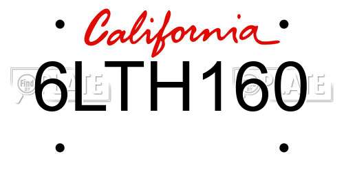 6LTH160 California License Plate