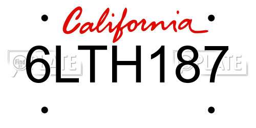 6LTH187 California License Plate