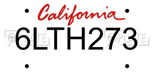 6LTH273 California License Plate