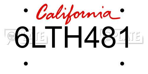 6LTH481 California License Plate